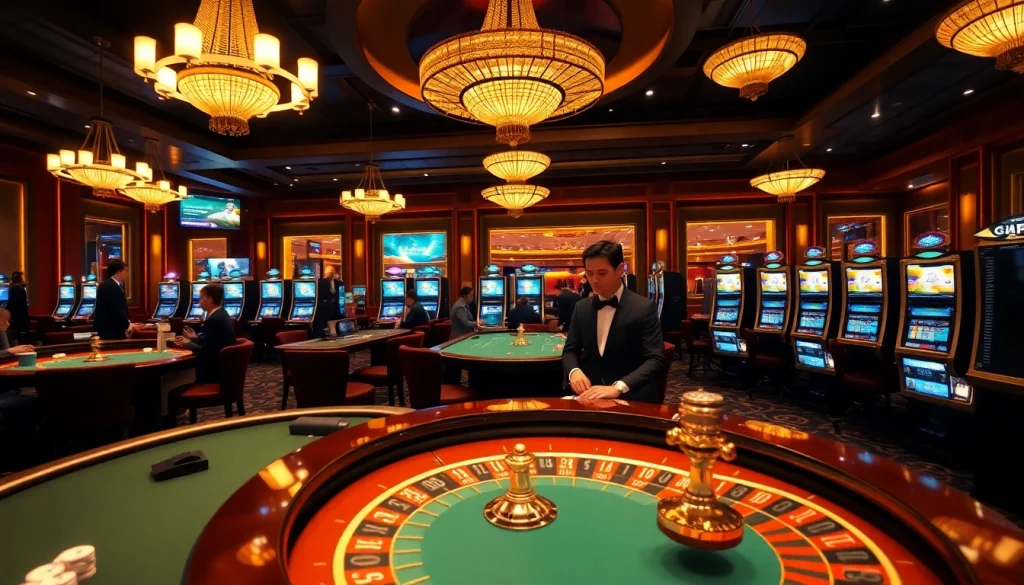 Experience high-stakes action at nhà cái 88t with luxurious casino tables and vibrant roulette wheels.