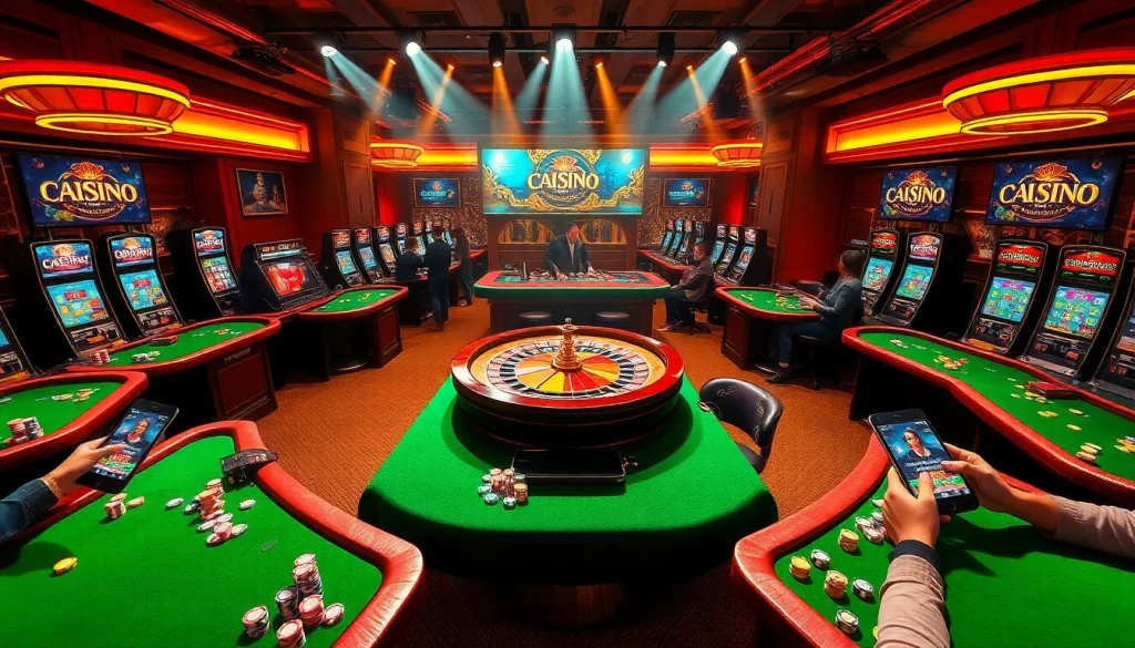 Experience excitement as players enjoy casino games at https://kkwin.life, featuring vibrant gaming tables and roulette.