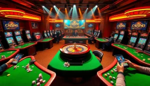 Experience excitement as players enjoy casino games at https://kkwin.life, featuring vibrant gaming tables and roulette.