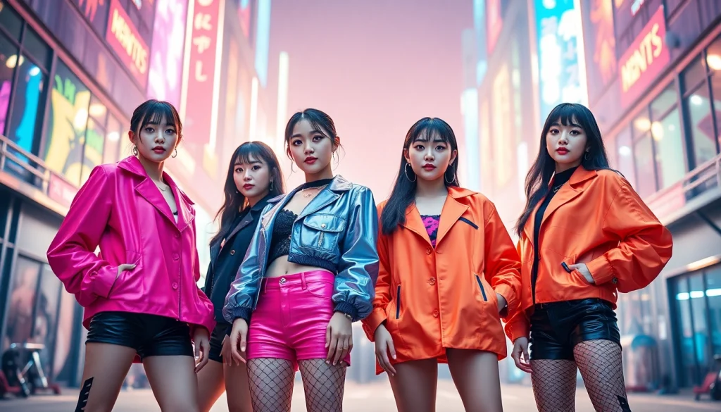 Blackpink news featuring dynamic group photo of the band in vibrant outfits.