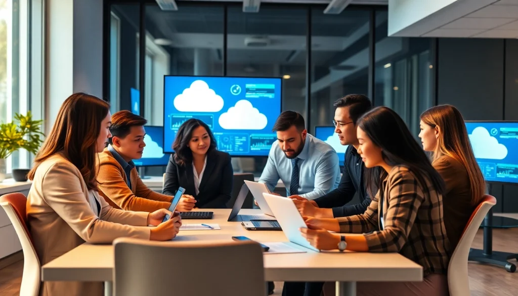 Engaging professionals planning cloud migration services in a collaborative workspace.