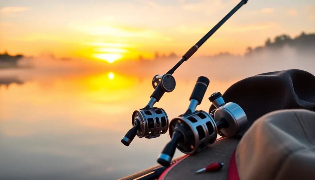 Showcasing Best fly fishing rods in a serene lake setting, highlighting craftsmanship and elegance.