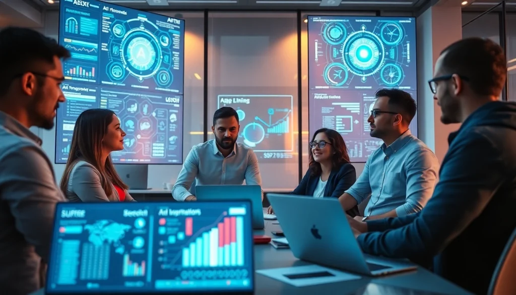 Engaged team of experts collaborating as an AI integration service provider, focusing on innovative solutions.