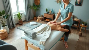 편안하고 아늑한 거실에서 제공되는 출장 마사지 서비스로 이완과 전문성을 강조합니다.