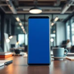 The Samsung Galaxy S8 showcased in a stylish office setting highlights its elegant design and advanced features.