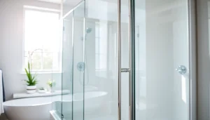 Showcase of stylish shower doors uk enhancing a modern bathroom's aesthetic with sleek designs.