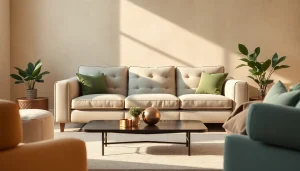 Geniet van een prachtig interieur met bouclé stof als centraal kenmerk in een moderne woonkamer.