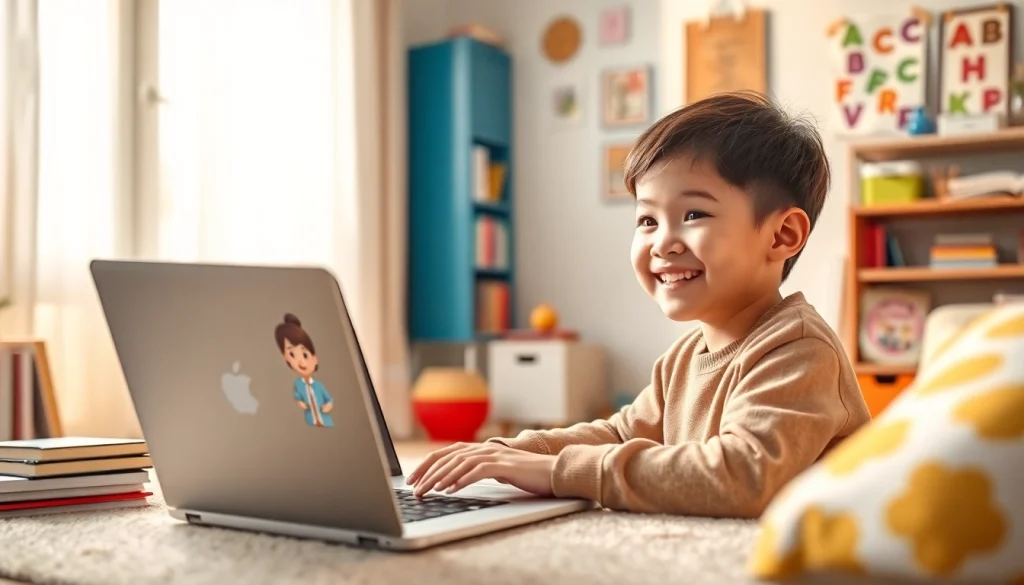 アニメーションの先生とともに、QQキッズ キャンペーンでオンライン英語学習に取り組む子どもたち。