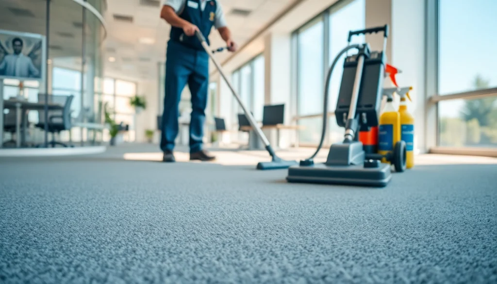 Engaging view of commercial carpet cleaning service showcasing carpet service in action.