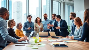 Founder leadership insights in action during a collaborative team meeting in a modern office.