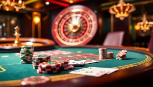 Experience the thrill of 68 game bài with vibrant casino action featuring poker chips and cards.