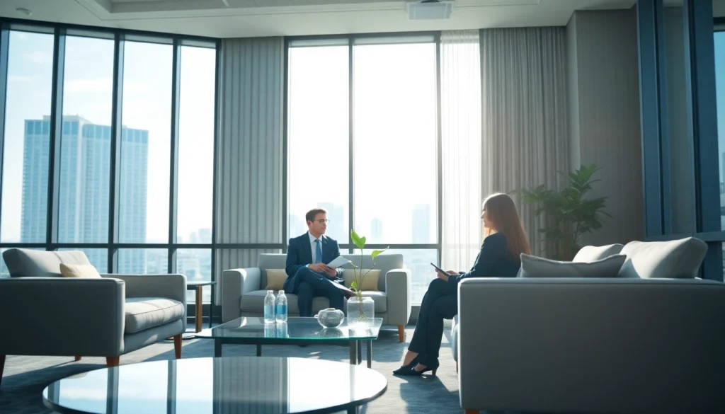 Crisis management consultant engaged in a client meeting, showcasing professionalism and expertise.