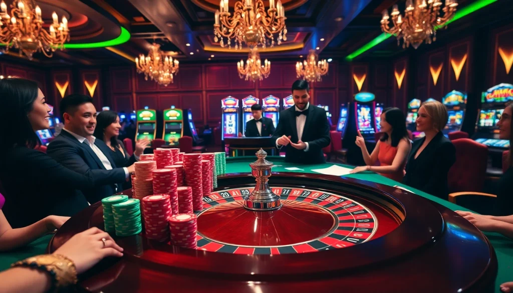 Rasakan sensasi menang di kasino dengan Datuk Win pada meja roulette yang berwarna-warni di bawah pencahayaan mewah.