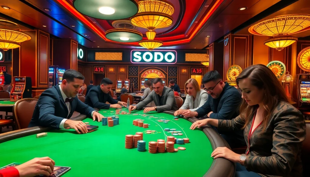Experience the excitement of SODO casino gaming with vibrant tables and colorful chips.