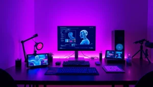Engaging workspace showcasing NSFW AI technologies with vibrant colors and modern elements.