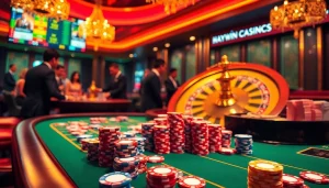 Experience the thrilling atmosphere of Haywin's casino with vibrant tables and exciting gameplay.