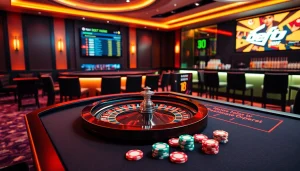 Experience exciting online betting at https://i5bet.it.com/ with vibrant casino elements like roulette and poker chips.
