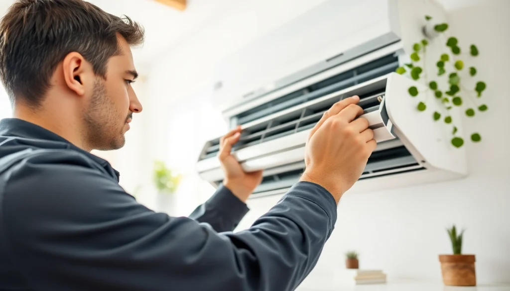 AC replacement Beekmen NY: HVAC technician installing modern air conditioning unit in a residential setting