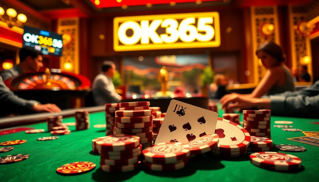 Engaging gamblers enjoying various games at OK365 online casino.