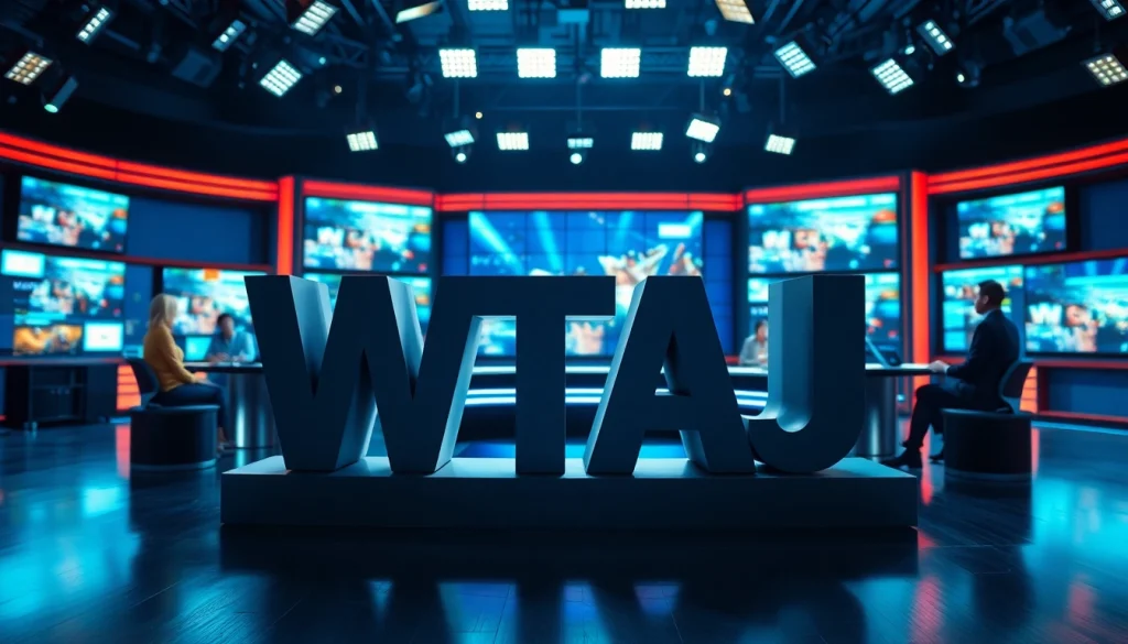 Catch the essence of WTAJ with a lively newsroom scene showcasing collaboration and news reporting.