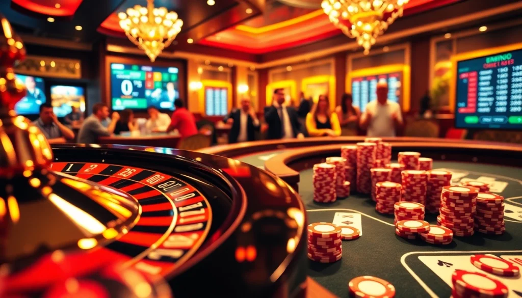 Exciting scene at 88vv casino with poker chips and roulette wheel in action.