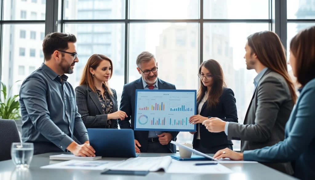 Utilizing competitive intelligence for sales in a modern office setting with a collaborative team.