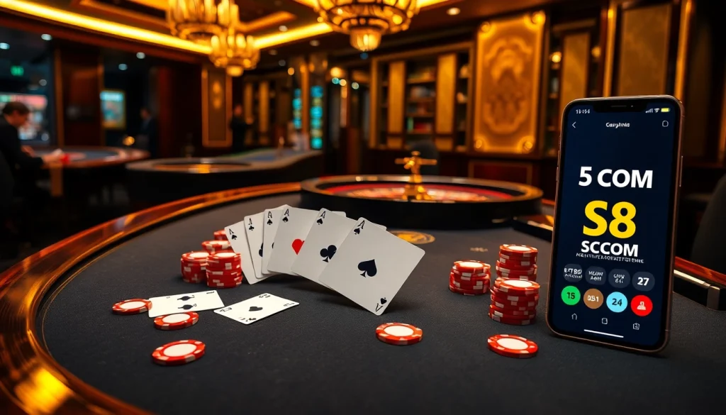 Gamble smartly on S8.COM with an elegantly designed blackjack table and vibrant poker chips.