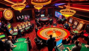 Players enjoying casino thrills at bdtk66.one with roulette and poker action in a vibrant atmosphere.