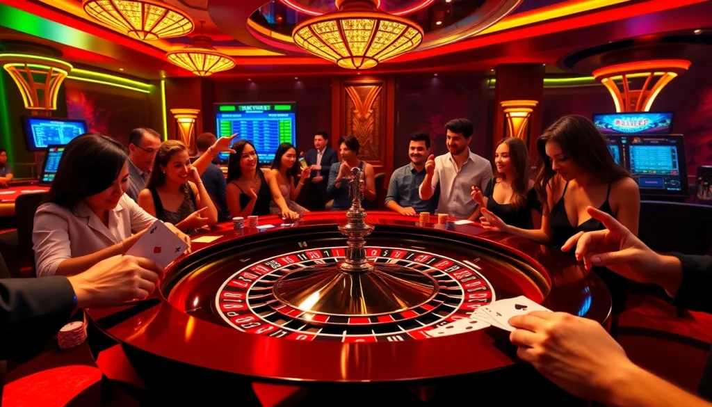 Players engaging at F8BET roulette table, capturing the excitement of gambling.