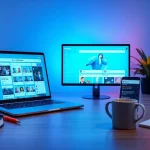 Best OnlyFans search tool displayed on a modern laptop in a stylish workspace.