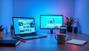 Best OnlyFans search tool displayed on a modern laptop in a stylish workspace.