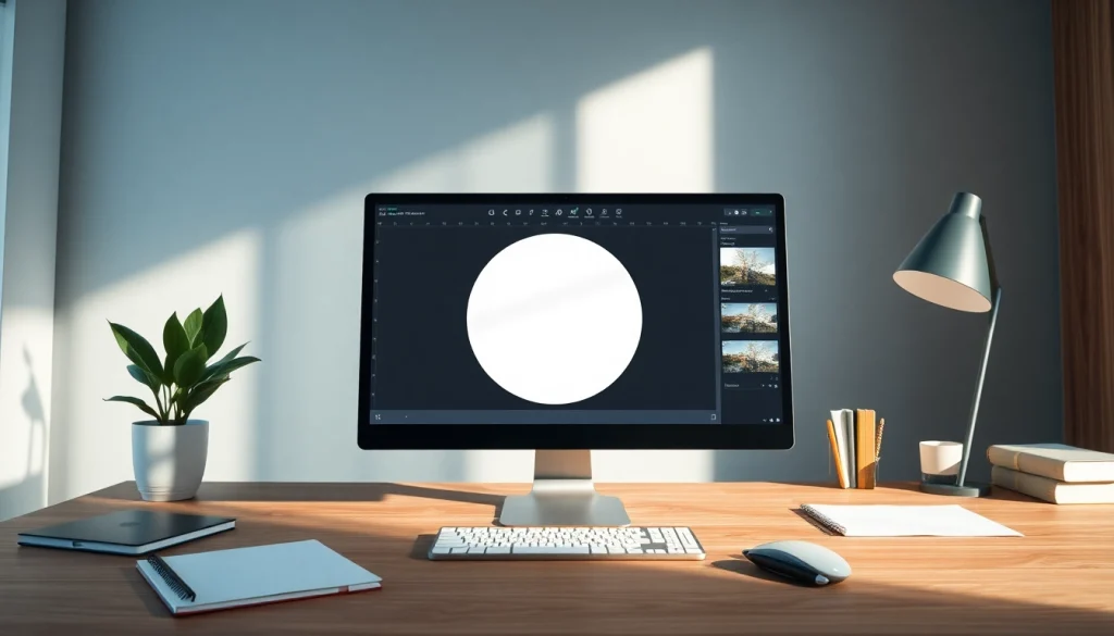 Crop image in circle using a user-friendly online photo editor, showcasing a modern workspace.