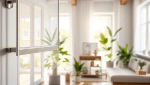 Installazione di zanzariere eleganti e moderne in un ambiente luminoso.