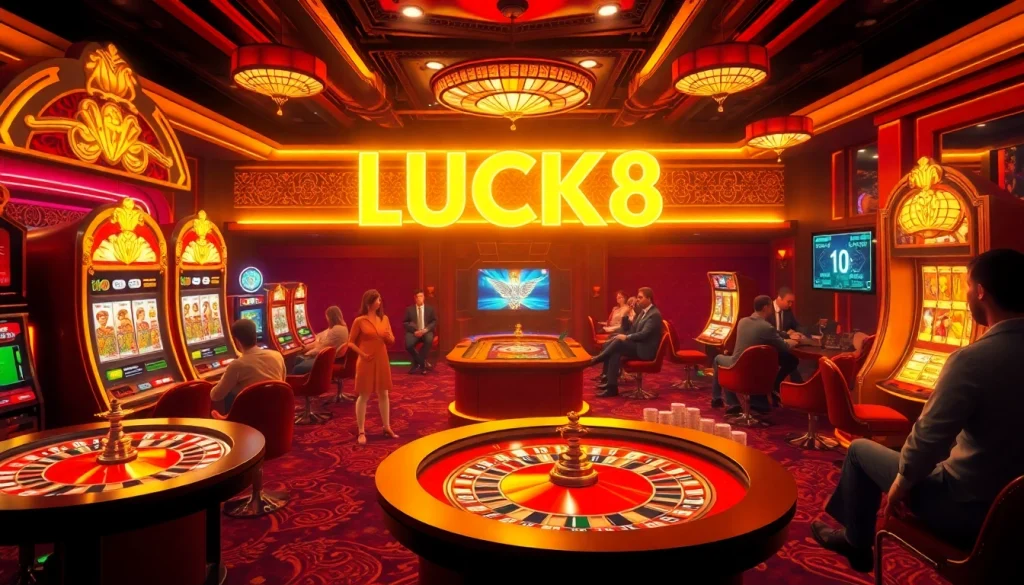 Experience the thrilling gaming atmosphere at LUCK8's luxurious online casino with exciting betting options.