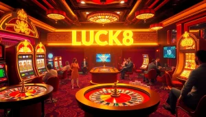 Experience the thrilling gaming atmosphere at LUCK8's luxurious online casino with exciting betting options.