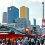 日本のトレンド情報を提供する賑やかな市場風景