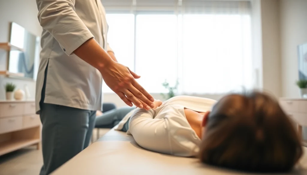 Physiotherapie Stuttgart - Therapeutic session showcasing skilled hands and patient comfort.