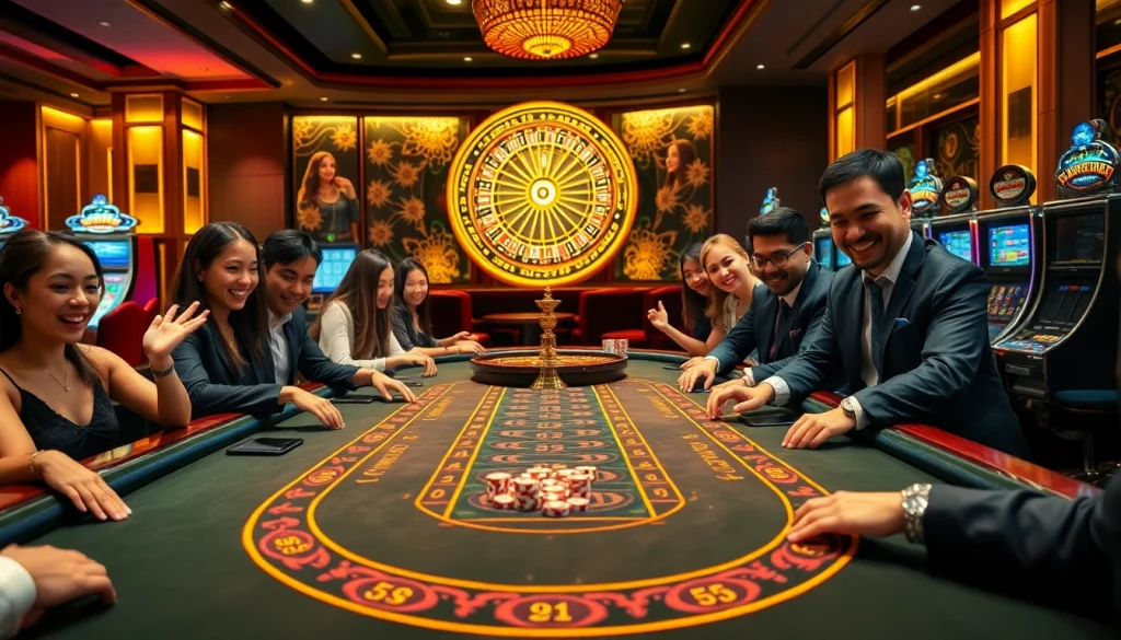 Tài xỉu md5 gaming scene with players enjoying dice and poker chips