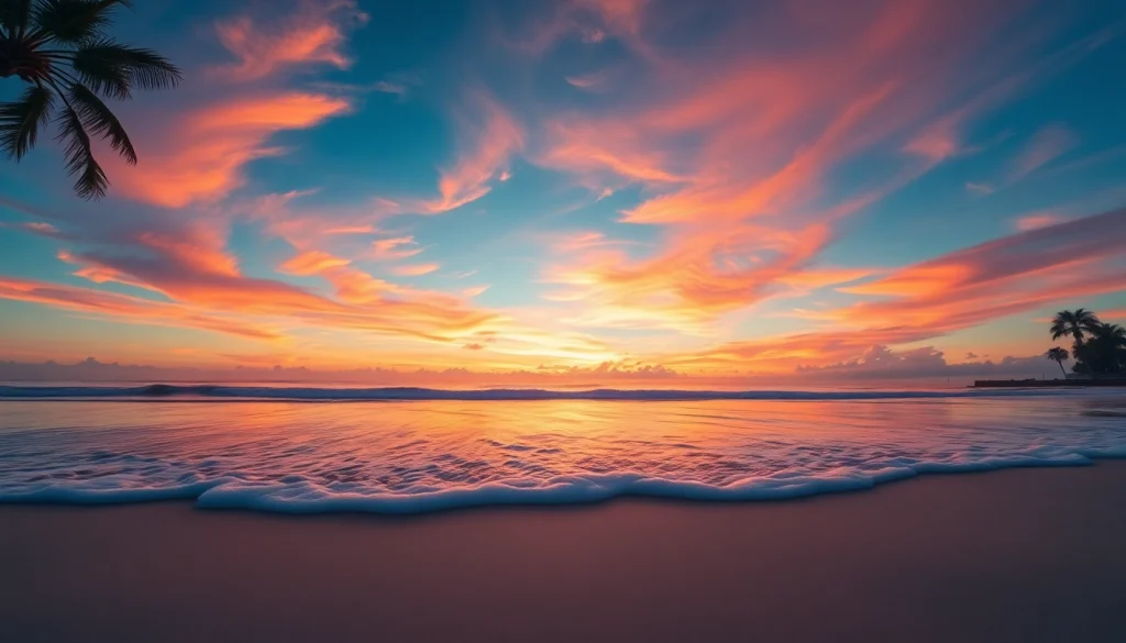 Experience the beauty of sunset at https://myrtlebeachsc.com/ with calm waves and vibrant skies.