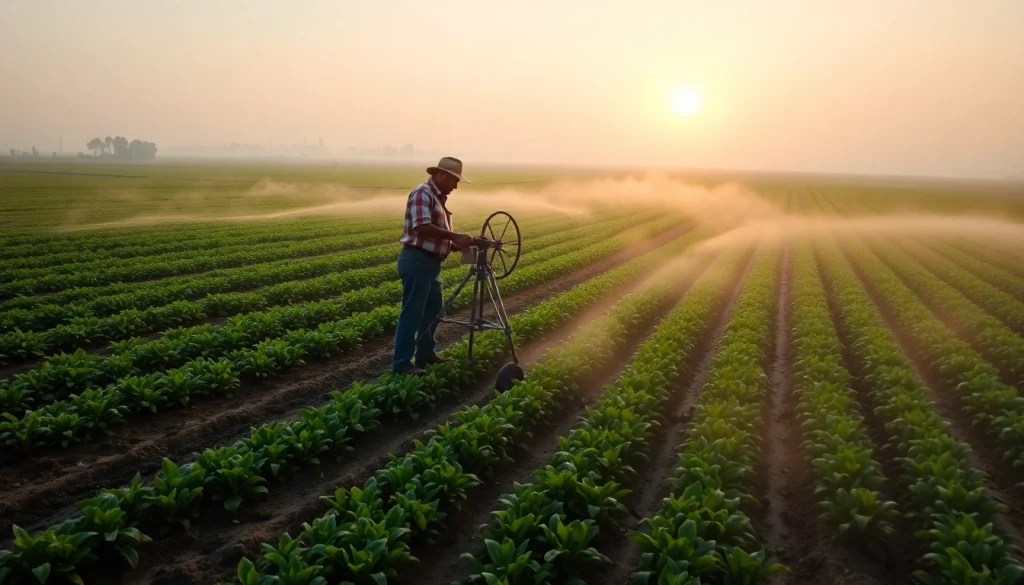 Enhance land irrigation techniques with advanced machinery in lush agricultural fields.