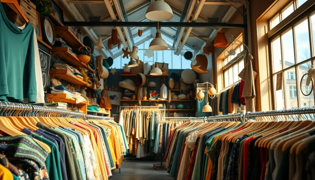 Browse unique finds at a charming second hand store Copenhagen with vibrant vintage apparel.