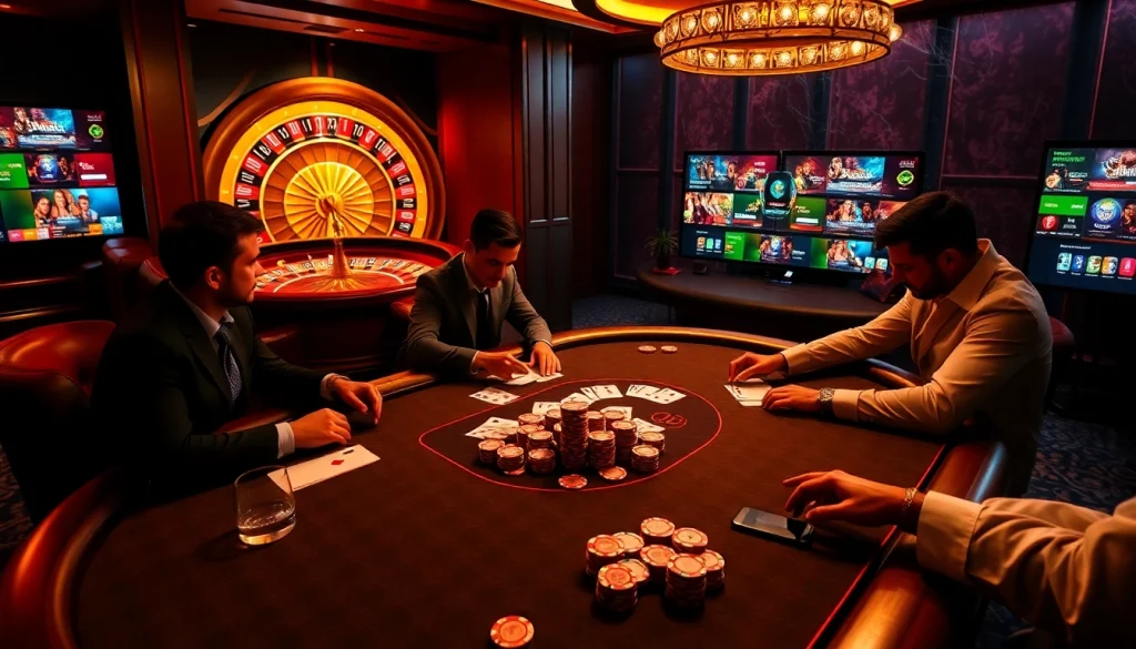 Action de jeu passionnante au meilleur casino en ligne avec une table de poker et une roulette.