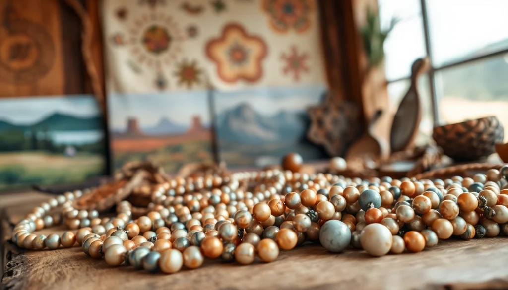 Navajo Pearls Canada showcased beautifully amidst natural textures and warm lighting.