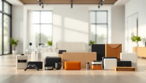 레플리카 제품이 정갈하게 배치된 세련된 장면을 보여줍니다.