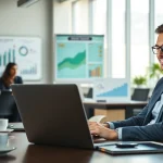フォロワー購入の成功を表現するため、マーケターがデータを分析している場面。