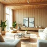 Przyjemny pokój inspirowany lubiedom, łączący nowoczesny design z ciepłym klimatem