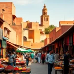 Experience authentic culture at https://www.onelifetrips.com/ showcasing vibrant Marrakech market scene.