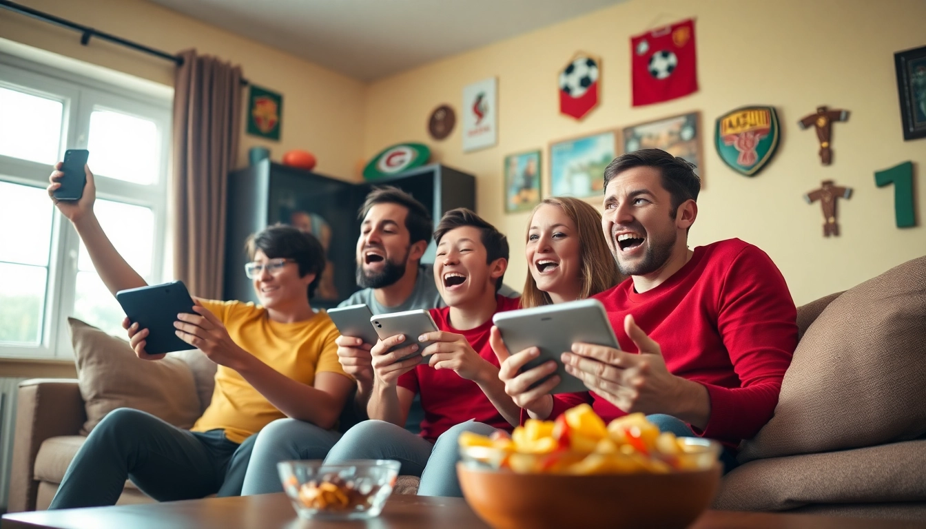 Penggemar bolakami menikmati pertandingan sepak bola melalui perangkat streaming.